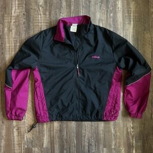 Vintage HIND Windbreaker Jacket Womens Small Black Purple Full Zip Shell